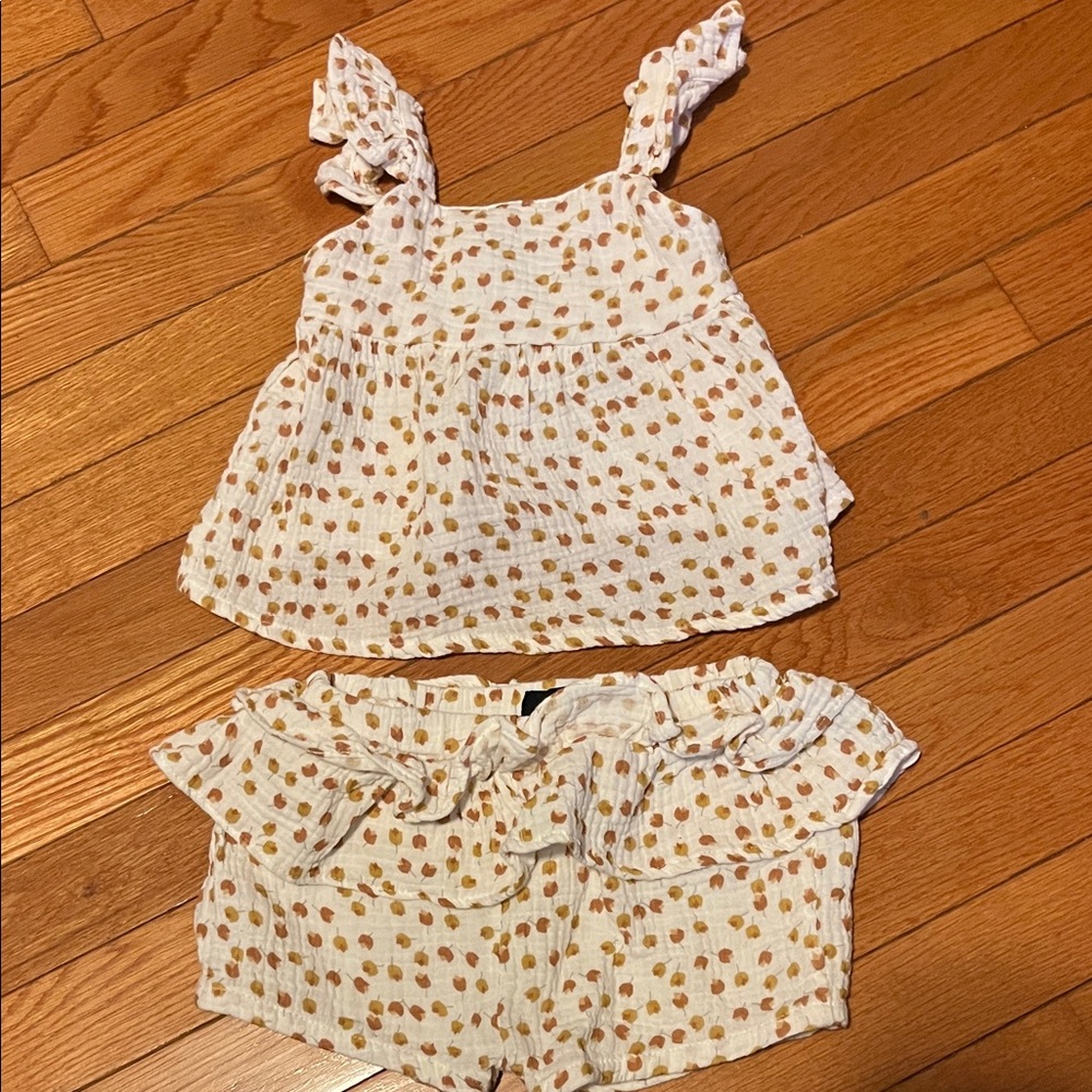 7 For All Mankind Muslin Ruffled Baby Toddler Outfit Set